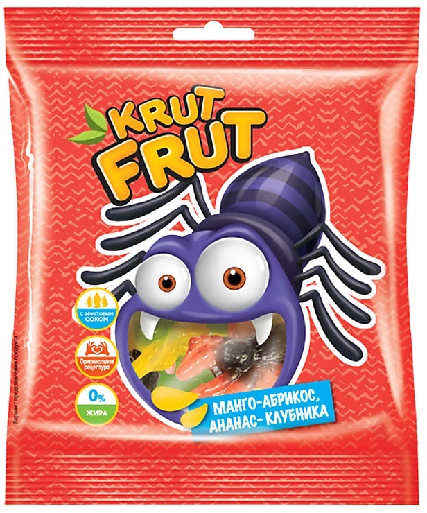 «KrutFrut», мармелад жевательный в форме разноцветных паучков, 100 г