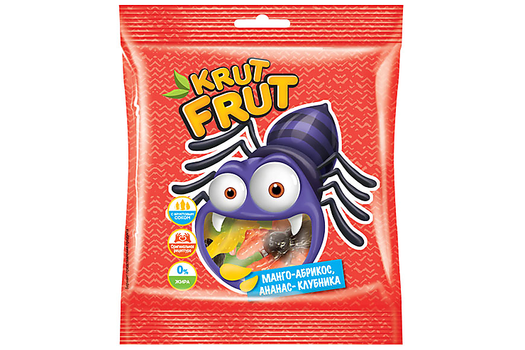 «KrutFrut», мармелад жевательный в форме разноцветных паучков, 100 г