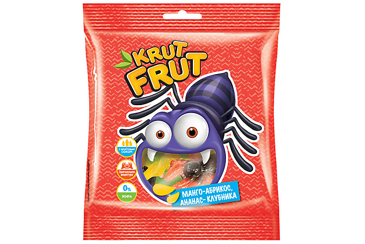«KrutFrut», мармелад жевательный в форме разноцветных паучков, 100 г