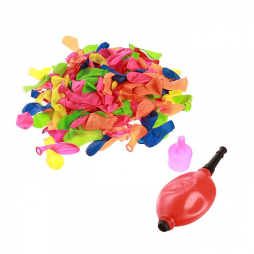Водные бомбочки «Единорожек», 200шт, цвета микс, с насосом и насадкой