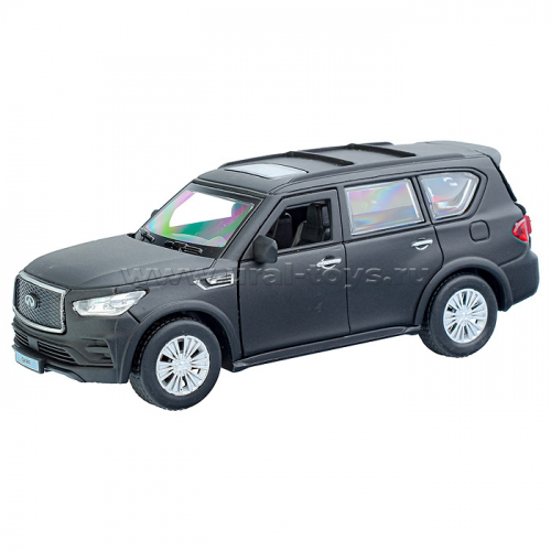 Машина металл Infiniti QX80, 12,5 см, (откр. двери, баг., черный) инерц, в коробке