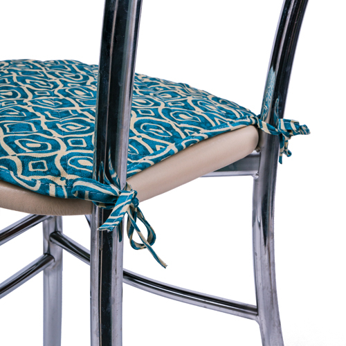 Чехол на стул с завязками 35х38  Радушная хозяйка (Традиция) , рогожка, 100 % хлопок,  Орнамент синий