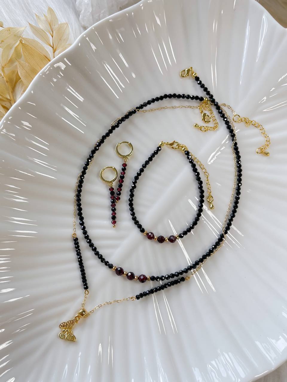 Радуга Самоцветов Браслет из Шпинели и Граната (Пироп)