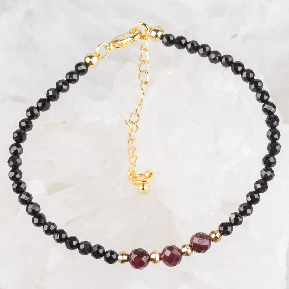 Радуга Самоцветов Браслет из Шпинели и Граната (Пироп)