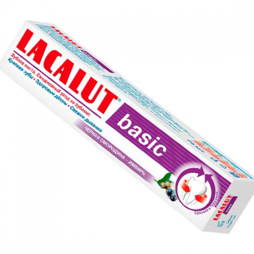 Lacalut зубная паста Basic черная смородина - имбирь  75 мл.