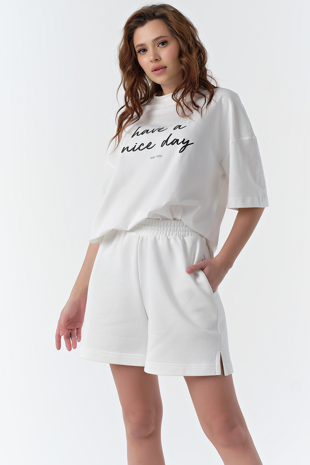 ст. цена2134руб.! Шорты летние хлопковые на резинке из футера белые