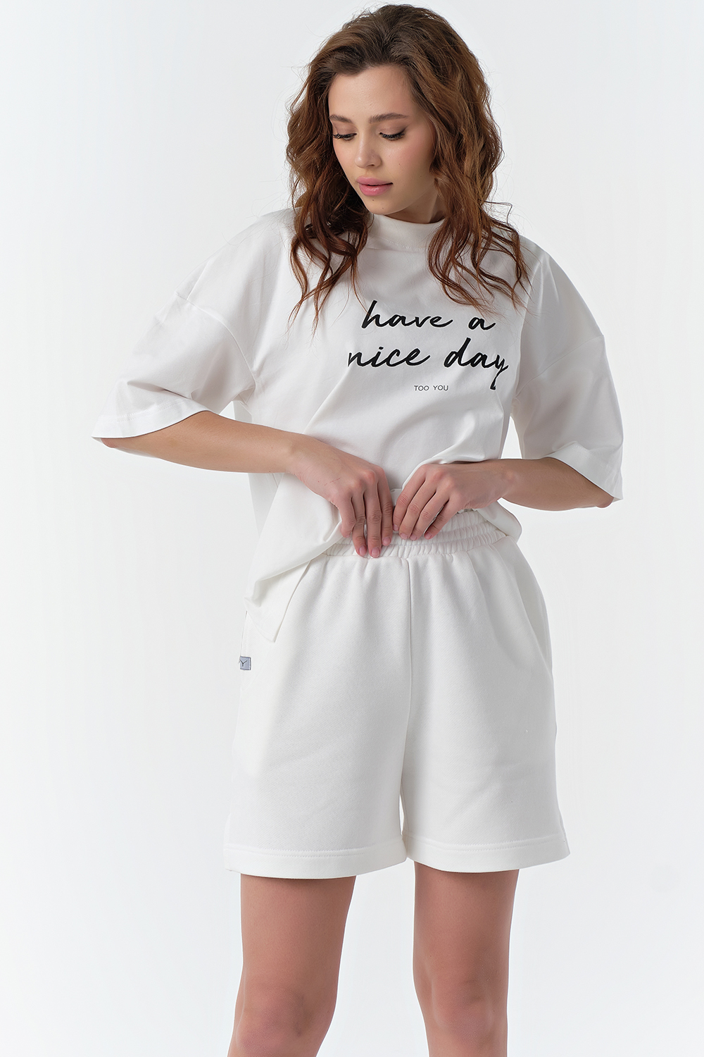 ст. цена2134руб.! Шорты летние хлопковые на резинке из футера белые