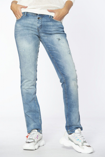Голубые зауженные джинсы на болтах - Pull & Bear