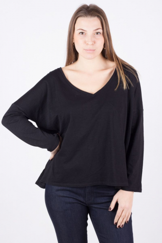 Черная широкая футболка с длинными рукавами - Zara