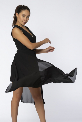 Вечернее платье разной длины чёрного цвета - Rinascimento