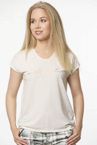 Льняная футболка с золотистым принтом - Vero Moda