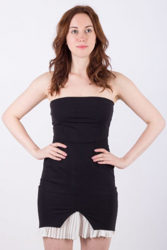 Черное короткое платье с открытыми плечами - Zara