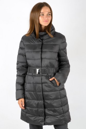 Демисезонное пальто черного цвета с поясом - Giupel