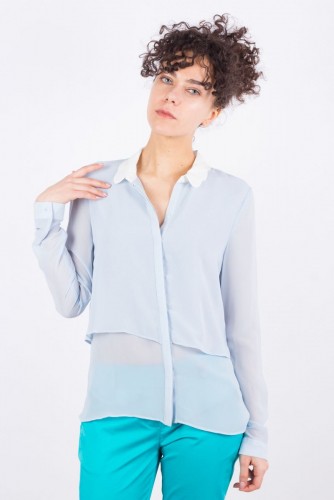 Прозрачная блузка с ажурным воротником - Zara