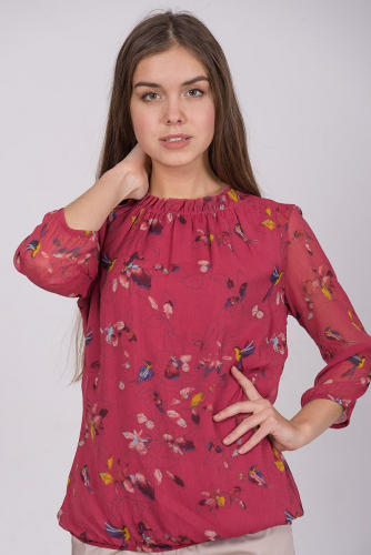 Блуза с цветочным принтом на резинке - Zero
