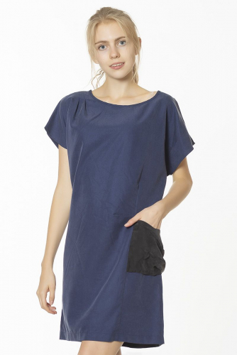 Синее платье прямого кроя с большим декоративным карманом - Vero Moda