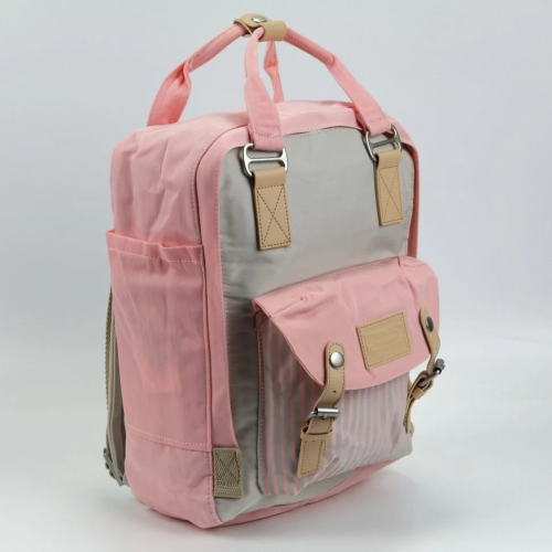 Женский текстильный рюкзак D010LXZ Св.Серый/Розовый