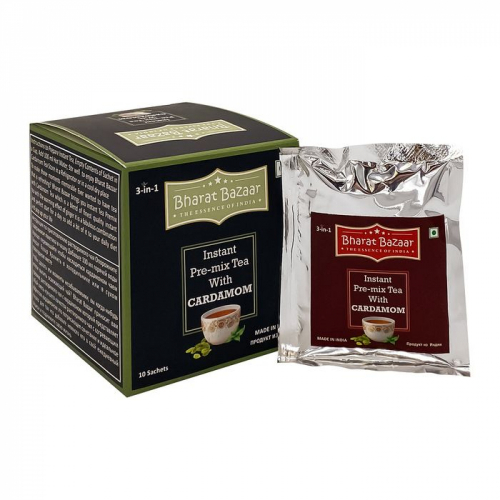 BHARAT BAZAAR Tea with Cardamom Premix 3 in 1 Чай с Кардамоном  Премикс 3 в 1 140г