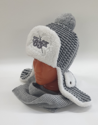 Комплект (шапка + шарф) 61-801, серый