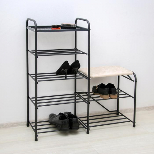 Банкетка-этажерка для обуви «Дубль», 5 полок, цвет чёрный