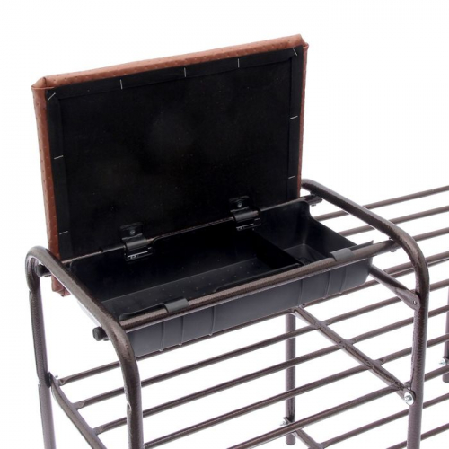 Этажерка для обуви с сиденьем и ящиком «Люкс», 3 яруса, 79×33×50 см, цвет медно-коричневый
