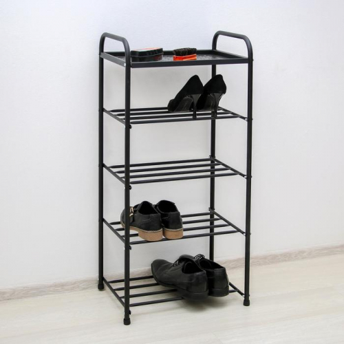 Этажерка-подставка для обуви «Классика», 5 полок, цвет чёрный