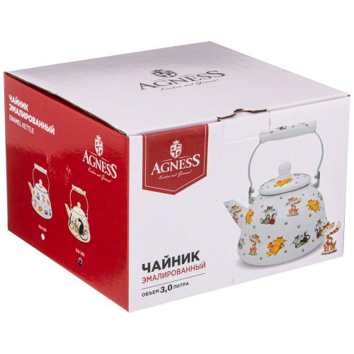 ЧАЙНИК AGNESS ЭМАЛИРОВАННЫЙ, 3,0Л, СЕРИЯ 