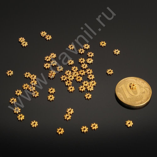 Разделитель рондель цветок 3 мм золото 15 гр