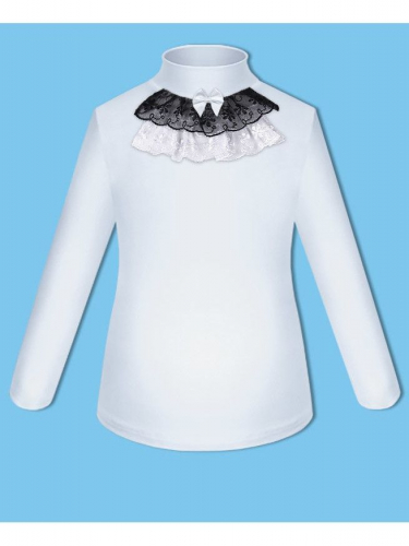 Школьный комплект для девочки с белой водолазкой (блузкой) и черным сарафаном трапеция