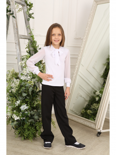 Белый джемпер(блузка) для девочки с шифоном 809215-ДШ21