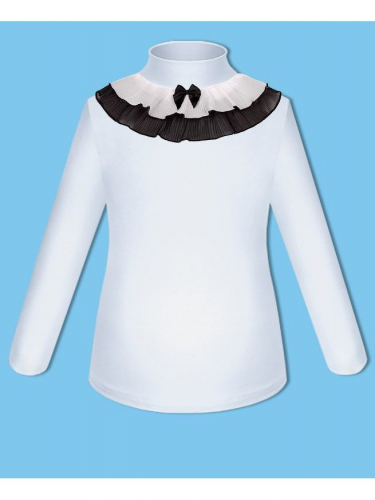 Школьный комплект для девочки с белой водолазкой (блузкой) и черной юбкой полусолнце
