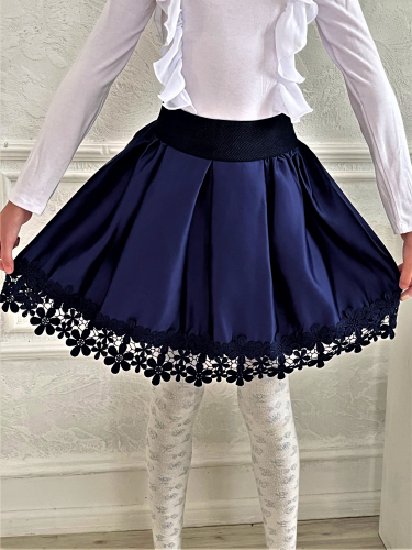 Нарядная, синяя юбка для девочки 5000-ПДН21