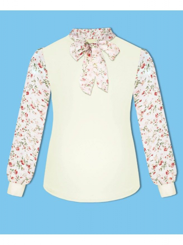 Молочный джемпер (блузка) для девочки с шифоном 80921-ДШ19