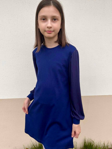 Школьное синее платье для девочки 82322-ДШ22