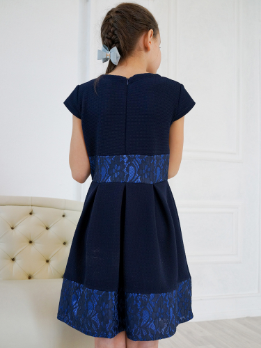 Синее платье для девочки с отделкой 83237-ДНШ22