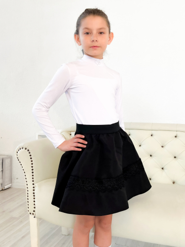 Чёрная школьная юбка для девочки с кружевом 82398-ДШ22