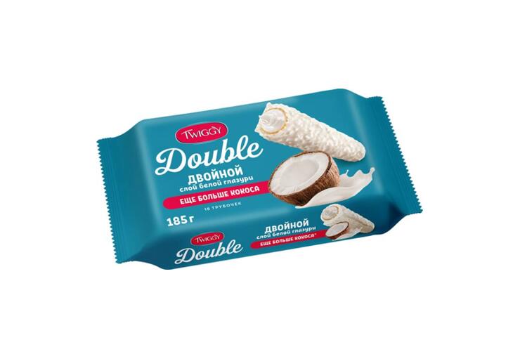 «Twiggy», трубочки вафельные Double с кокосом в белом шоколаде, 185 г