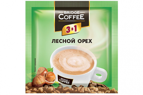 «Bridge Coffee», напиток кофейный 3 в 1 с ароматом лесного ореха, 20 г (упаковка 40 шт)