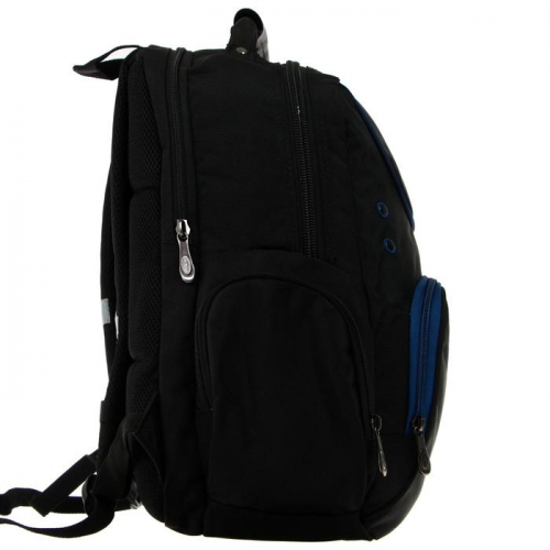 Рюкзак молодёжный Across Merlin, 43 х 30 х 18 см, эргономичная спинка, чёрный, синий