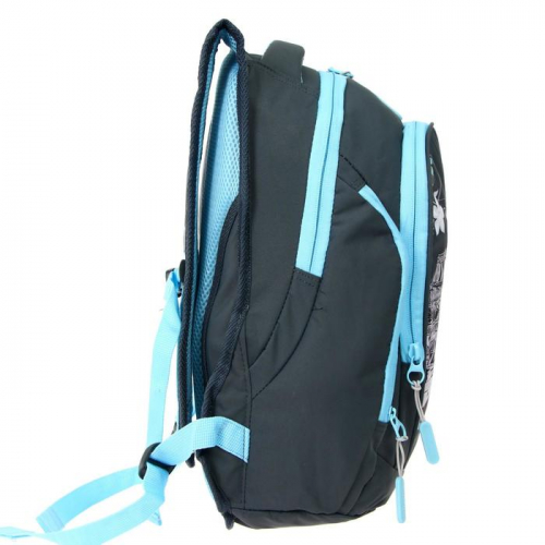 Рюкзак молодежный Across Merlin, эргономичная спинка, 43 х 29 х 15 см, чёрный/голубой