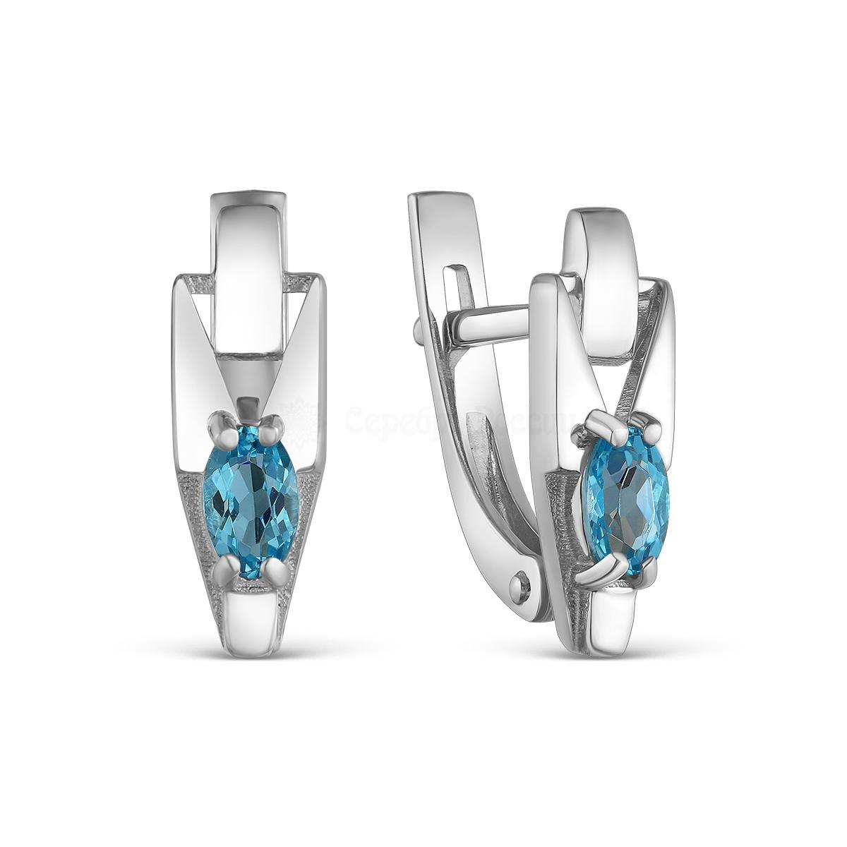 Серьги из серебра с нат. топазом SWISS родированные 925 пробы 2-309р403