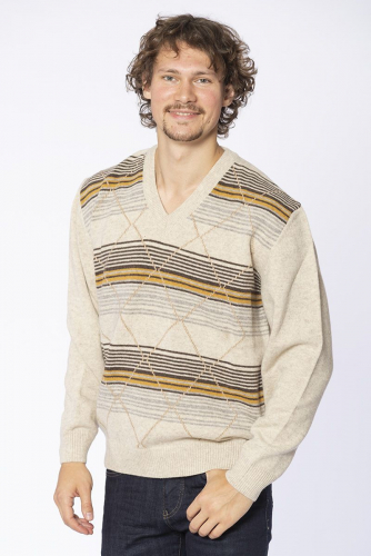 Бежевый пуловер с геометрическим принтом - IROR