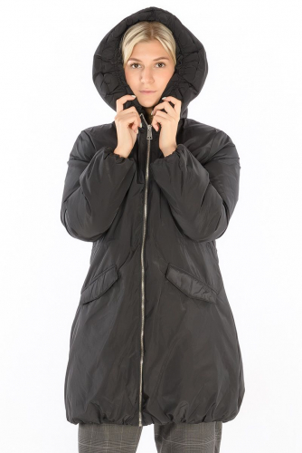 Удлиненная куртка черного цвета - Giupel