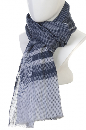Синий тонкий шарф из хлопка с логотипом - Lerros