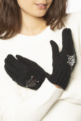 Перчатки вязаные черного цвета с пайетками - s.Oliver
