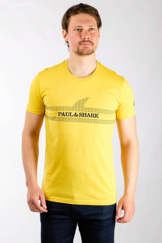 Желтая футболка с вышивкой на груди - Paul & Shark