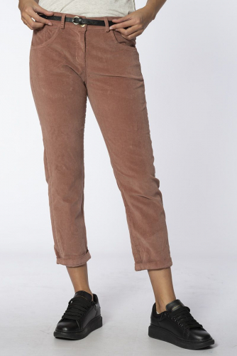 Укороченные велюровые брюки с ремешком - Suerte