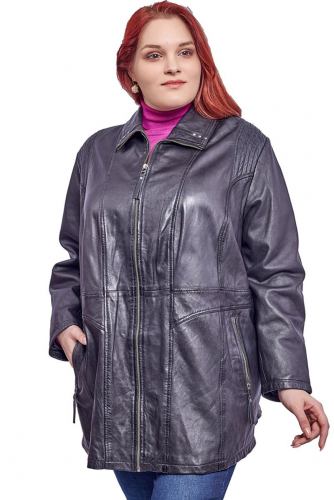 Чёрная кожаная куртка с боковыми карманами - m.collection