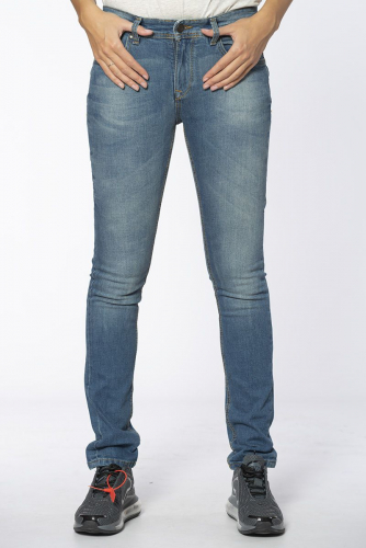 Синие зауженные джинсы с потертостями - Pull & Bear