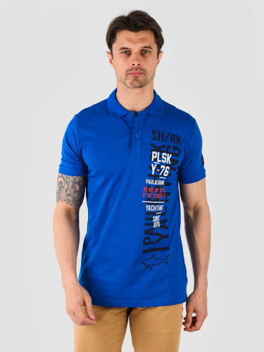Синяя футболка поло с принтом - Paul & Shark